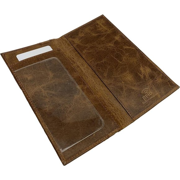 RFID Blocking Checkbook Cover Genuine Leather Protection For Men's - Picture 6 of 6